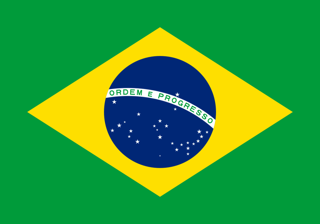 A vibrante bandeira do Brasil.